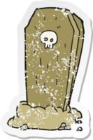 autocollant rétro en détresse d'un cercueil fantasmagorique de dessin animé png