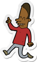 sticker of a cartoon happy man pointing png