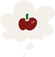 cartoon apple symbol with thought bubble in retro style png