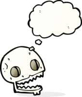 cartoon spooky skull with thought bubble png