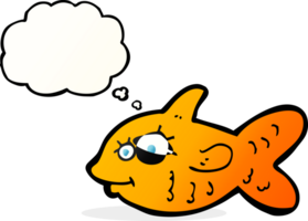 poisson rouge heureux de dessin animé avec bulle de pensée png