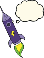 cartoon space rocket with thought bubble png