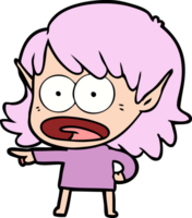 cartoon shocked elf girl png