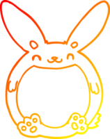 warm gradient line drawing of a cartoon rabbit png
