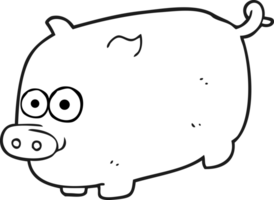 mano dibujado negro y blanco dibujos animados cerdo png