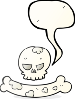 mano disegnato discorso bolla cartone animato cranio e osso simbolo png