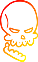 warm gradient line drawing of a cartoon halloween skull png