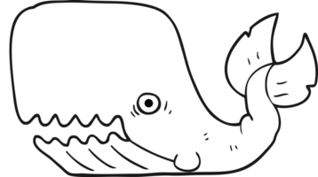 hand drawn black and white cartoon angry whale png