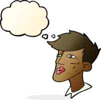 cartoon male model guy with thought bubble png