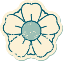 iconic distressed sticker tattoo style image of a flower png