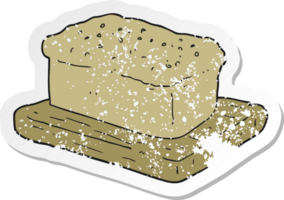 retro distressed sticker of a cartoon loaf of bread png