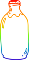 rainbow gradient line drawing of a cartoon milk bottle png