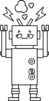 line drawing cartoon of a robot png