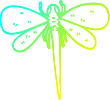 cold gradient line drawing of a cartoon dragonfly png