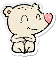 distressed sticker of a smiling polar bear cartoon png