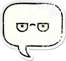 distressed sticker of a cute cartoon speech bubble png