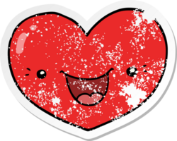 distressed sticker of a cartoon love heart character png