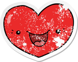 pegatina angustiada de un personaje de corazón de amor de dibujos animados png