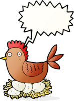 cartoon hen on eggs with speech bubble png