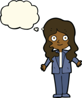 cartoon friendly business woman with thought bubble png