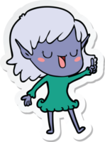 pegatina de una niña elfa de dibujos animados png