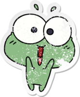 affligé autocollant dessin animé illustration kawaii excité mignonne grenouille png