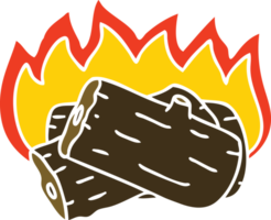 hand drawn quirky cartoon burning log png