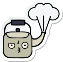 sticker of a cute cartoon steaming kettle png