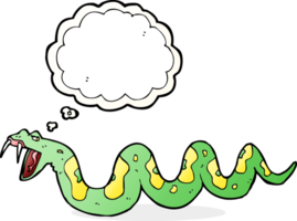 serpiente venenosa de dibujos animados con burbujas de pensamiento png