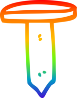 rainbow gradient line drawing of a cartoon iron nail png