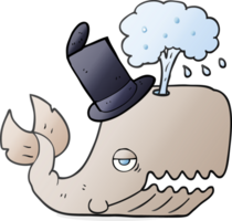 hand drawn cartoon whale spouting water png