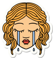 sticker of tattoo in traditional style of female face crying png