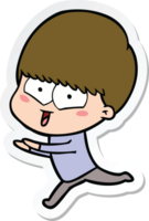 sticker of a cartoon happy boy png