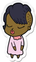 sticker of a cartoon pretty hipster girl png