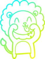 kall lutning linje teckning av en Lycklig tecknad serie lejon png