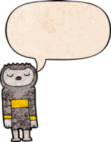 cartoon robot with speech bubble in retro texture style png