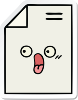 sticker of a cute cartoon sheet of paper png