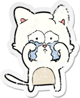 distressed sticker of a cartoon cat png