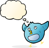 cartoon happy bird with thought bubble png