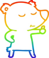 arcobaleno pendenza linea disegno di un' contento cartone animato orso dando pollici su png