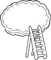 drawn black and white cartoon ladder to heaven png