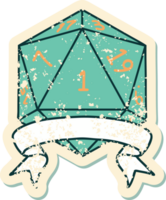 estilo de tatuaje retro natural uno d20 tirada de dados png