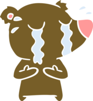 oso llorando de dibujos animados de estilo de color plano png