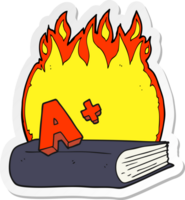 sticker of a cartoon A grade symbol and book png