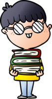 Cartoon-Nerd-Junge mit Brille und Buch png