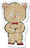 retro distressed sticker of a cartoon teddy bear png