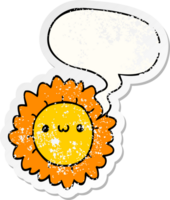 cartoon flower with speech bubble distressed distressed old sticker png