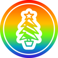 Kerstmis boom circulaire icoon met regenboog helling af hebben png