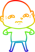 rainbow gradient line drawing of a cartoon nervous man png