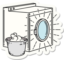 sticker of a tattoo style washing machine png